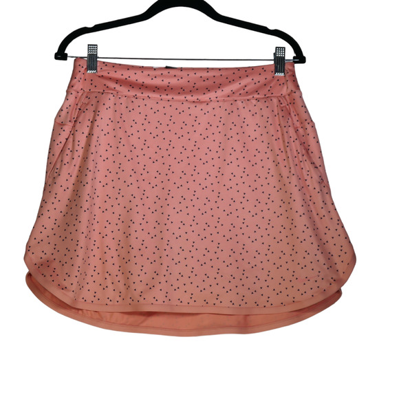 Nike Dri Fit Mini Skort Womens Medium Orange Triangles Skirt Pockets Golf Active - Picture 1 of 7